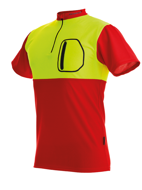 T-Shirt ZIPP-NECK Manches Courtes PFANNER jaune rouge